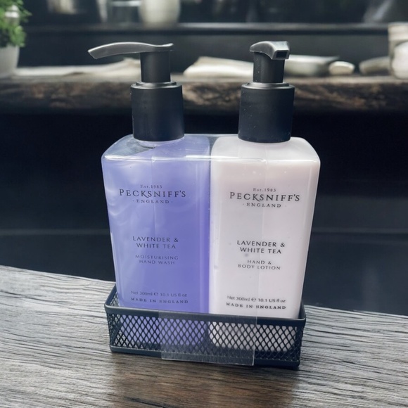 Pecksniff’s Lavender & White Tea Duo Caddy – Hand Wash & Lotion 300ml – British - Picture 1 of 1
